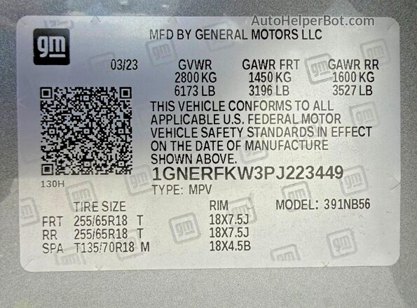 1GNERFKW3PJ223449 2023 CHEVROLET TRAVERSE Gray 