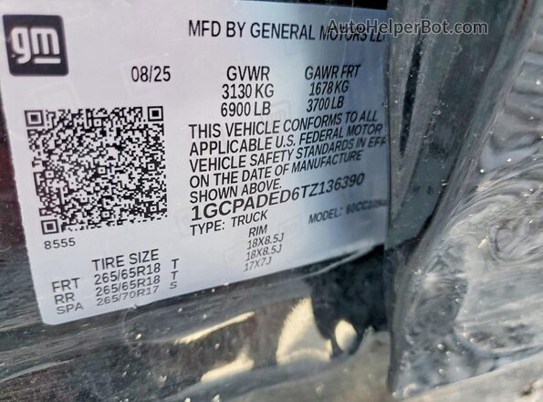 1GCPADED6TZ136390 2026 CHEVROLET SILVERADO Black Vista de la etiqueta del VIN