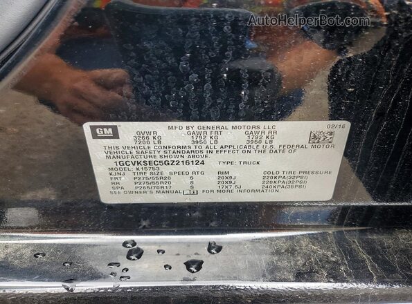 1GCVKSEC5GZ216124 2016 CHEVROLET SILVERADO Black VIN sticker view