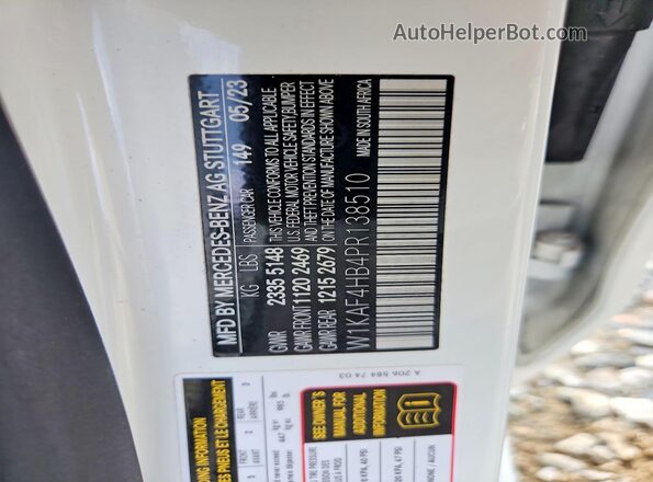 W1KAF4HB4PR138510 2023 MERCEDES-BENZ C White Widok naklejki z numerem VIN