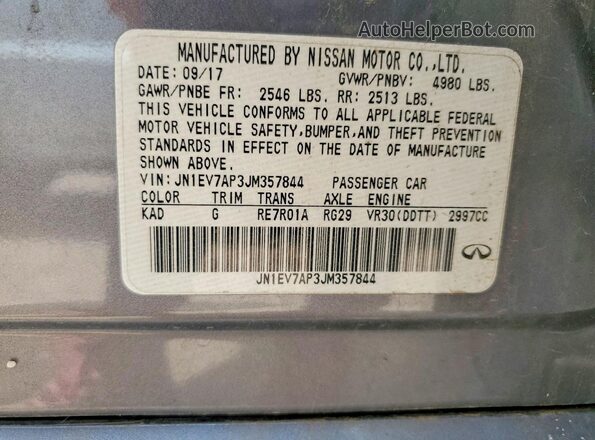 JN1EV7AP3JM357844 2018 INFINITI Q50 Gray VIN կոդի պիտակի տեսք