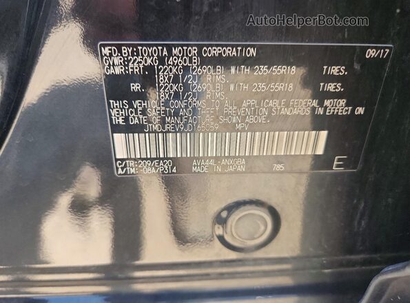 JTMDJREV9JD165059 2018 TOYOTA RAV4 Black Widok wnętrza 360 stopni
