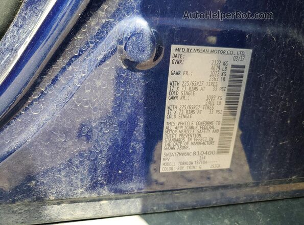 5N1AT2MV6HC810400 2017 NISSAN ROGUE Blue 360 interior view