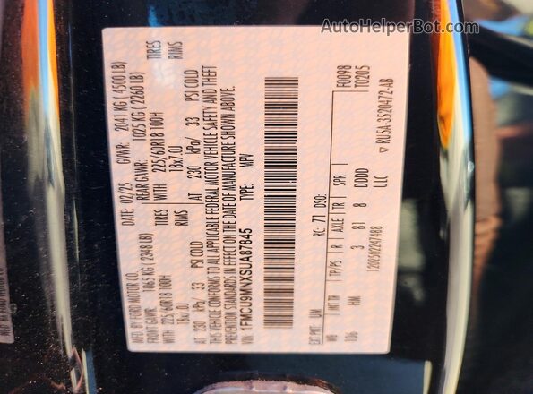 1FMCU9MNXSUA87845 2025 FORD ESCAPE Black Widok wnętrza 360 stopni