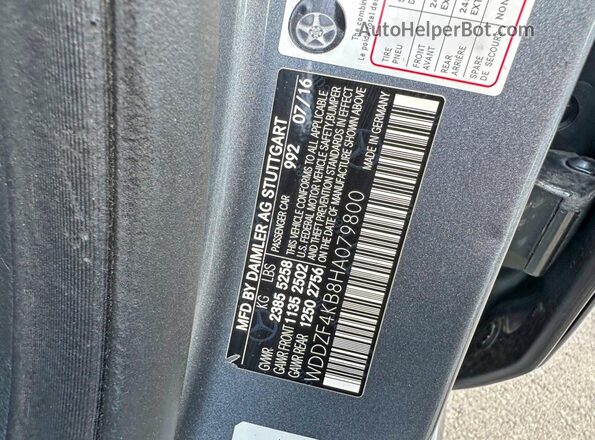 WDDZF4KB8HA079800 2017 MERCEDES-BENZ E Silver Vista interior trasera