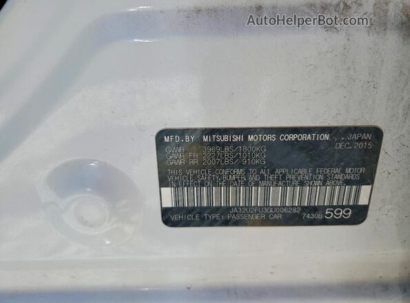 JA32U2FU3GU006282 2016 MITSUBISHI LANCER White ძრავის განყოფილების ხედი