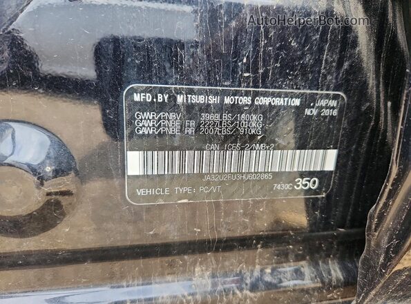 JA32U2FU3HU602865 2017 MITSUBISHI LANCER Black VIN კოდის სტიკერის ხედი