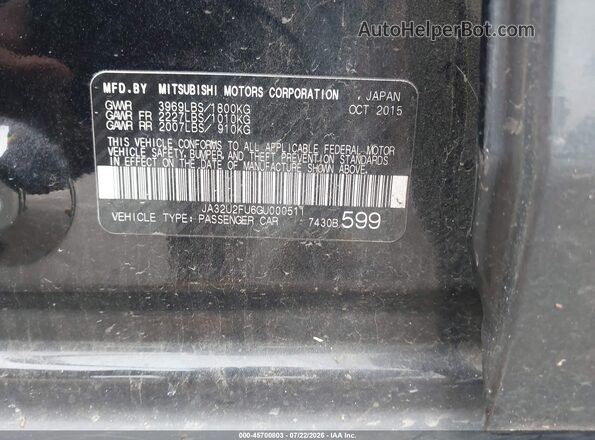 JA32U2FU6GU000511 2016 MITSUBISHI LANCER Черный Вид подкапотного пространства