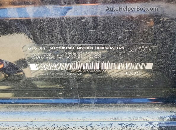 JA32U2FU6GU600347 2016 MITSUBISHI LANCER Black Вид підкапотного простору