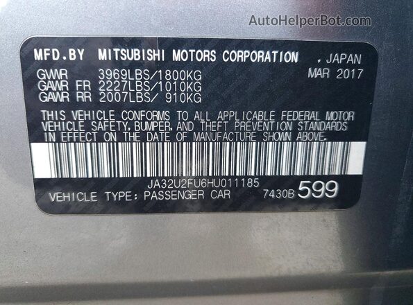 JA32U2FU6HU011185 2017 MITSUBISHI LANCER Silver Շարժիչի բաժամունքի տեսք
