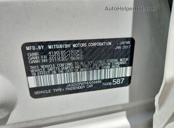 JA32V2FW7HU009489 2017 MITSUBISHI LANCER White Շարժիչի բաժամունքի տեսք