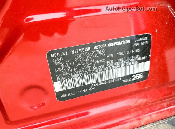 JA4AD2A38JZ041271 2018 MITSUBISHI OUTLANDER Red Vista interior de 360 grados