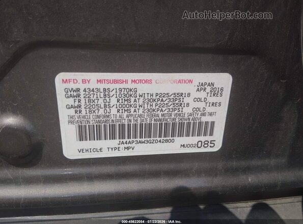 JA4AP3AW3GZ042800 2016 MITSUBISHI OUTLANDER SPORT Brown Engine compartment view
