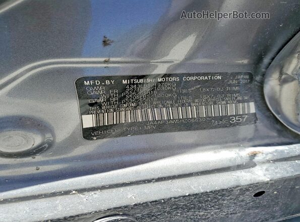JA4AP3AW5HZ066307 2017 MITSUBISHI OUTLANDER Gray VIN sticker view