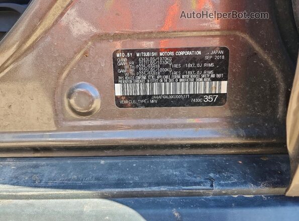 JA4AP4AUXKU005771 2019 MITSUBISHI OUTLANDER Brown Vista de la etiqueta del VIN