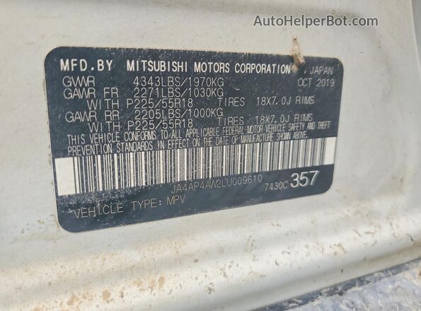 JA4AP4AW2LU009610 2020 MITSUBISHI OUTLANDER White Շարժիչի բաժամունքի տեսք