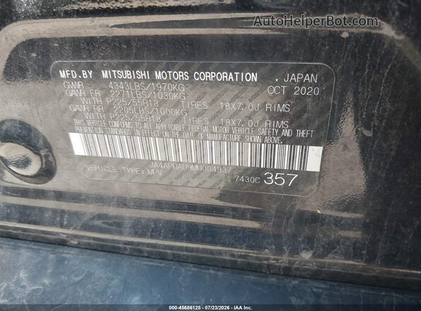 JA4APUAU9MU004937 2021 MITSUBISHI OUTLANDER SPORT Black Engine compartment view
