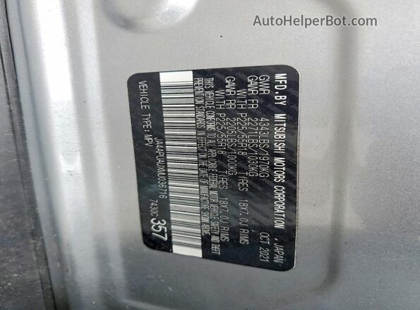 JA4APUAUXMU036716 2021 MITSUBISHI OUTLANDER Silver ძრავის განყოფილების ხედი