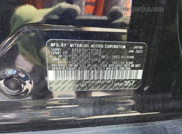 JA4APVAU3MU019813 2021 MITSUBISHI OUTLANDER Black Вид підкапотного простору