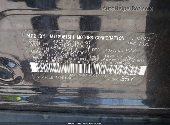 JA4APVAU4MU015771 2021 MITSUBISHI OUTLANDER SPORT Black Вид підкапотного простору
