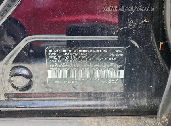 JA4AR3AU8LU020324 2020 MITSUBISHI OUTLANDER Black Vista de la etiqueta del VIN
