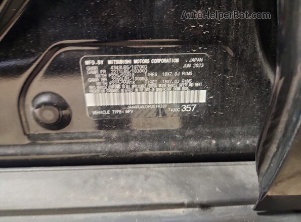 JA4ARUAU3PU014331 2023 MITSUBISHI OUTLANDER Черный Панорамный вид салона 360°