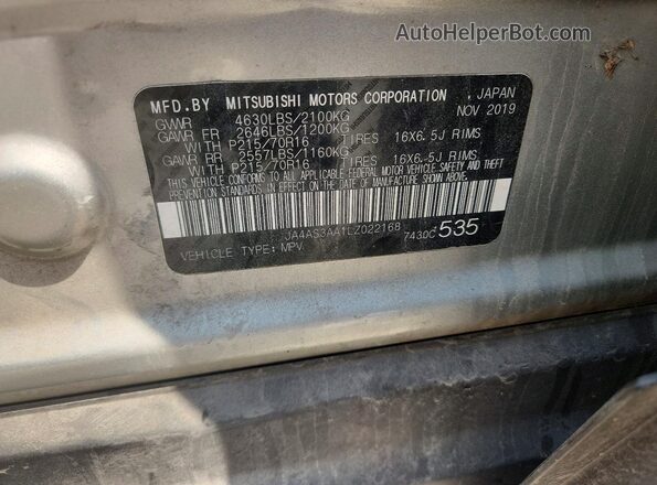 JA4AS3AA1LZ022168 2020 MITSUBISHI ECLIPSE Silver VIN კოდის სტიკერის ხედი