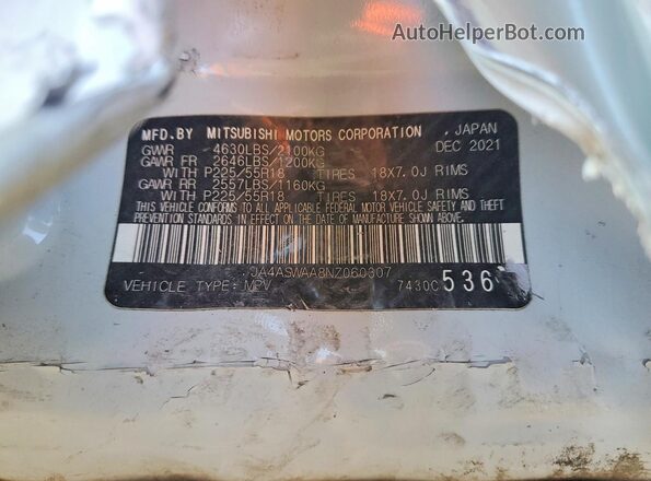 JA4ASWAA8NZ060307 2022 MITSUBISHI ECLIPSE White Vista de la etiqueta del VIN