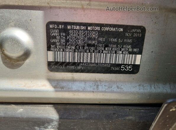 JA4AT3AA6LZ025452 2020 MITSUBISHI ECLIPSE Gray VIN sticker view