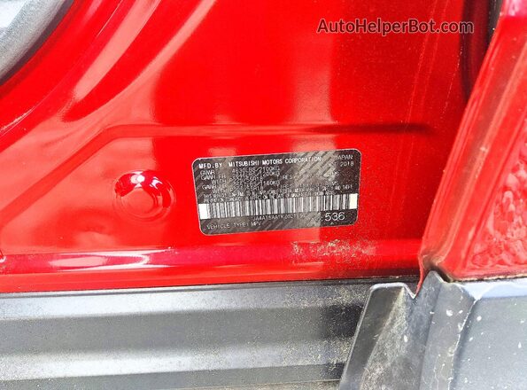 JA4AT5AA1KZ021657 2019 MITSUBISHI ECLIPSE Red Widok naklejki z numerem VIN