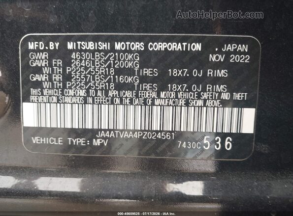 JA4ATVAA4PZ024561 2023 MITSUBISHI ECLIPSE CROSS Черный Вид подкапотного пространства