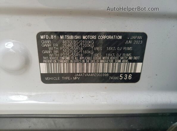 JA4ATVAA4RZ002398 2024 MITSUBISHI ECLIPSE White ძრავის განყოფილების ხედი