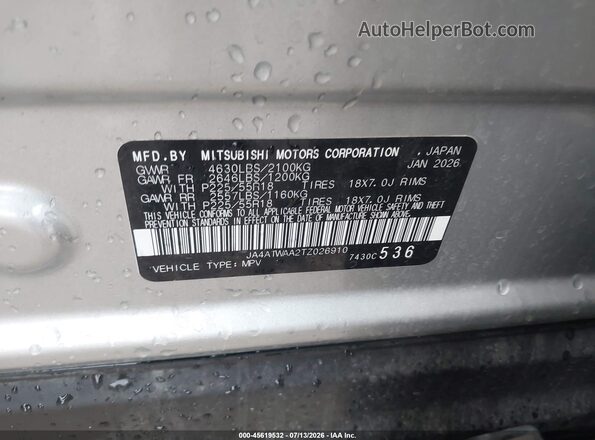 JA4ATWAA2TZ026910 2026 MITSUBISHI ECLIPSE CROSS Silver Engine compartment view