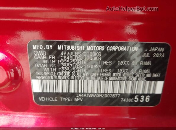 JA4ATWAA3RZ007677 2024 MITSUBISHI ECLIPSE CROSS Red Vista del compartimento del motor