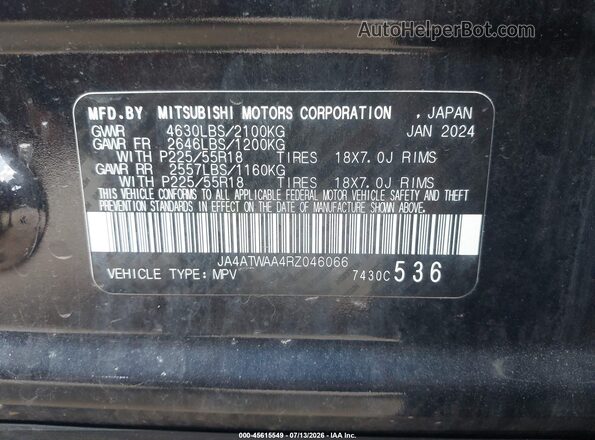 JA4ATWAA4RZ046066 2024 MITSUBISHI ECLIPSE CROSS Black Շարժիչի բաժամունքի տեսք