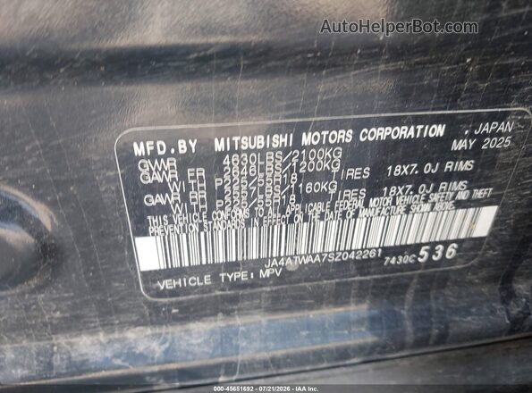 JA4ATWAA7SZ042261 2025 MITSUBISHI ECLIPSE CROSS Black Вид підкапотного простору