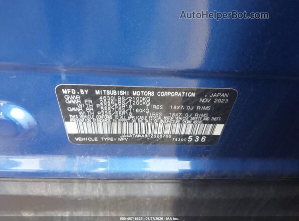 JA4ATWAA8RZ028766 2024 MITSUBISHI ECLIPSE CROSS Blue Շարժիչի բաժամունքի տեսք