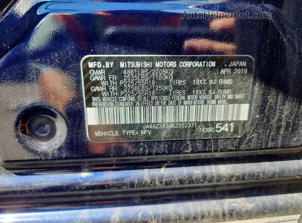 JA4AZ3A30KZ052371 2019 MITSUBISHI OUTLANDER Blue Սալոնի 360 աստիճան տեսք