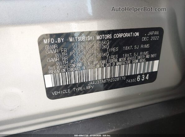 JA4J3TA87PZ028170 2023 MITSUBISHI OUTLANDER Серебряный Вид подкапотного пространства