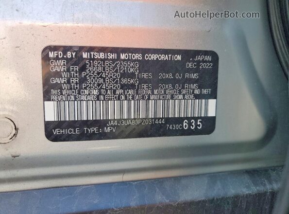 JA4J3UA83PZ031444 2023 MITSUBISHI OUTLANDER Silver VIN կոդի պիտակի տեսք