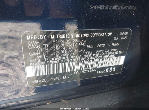 JA4J3WA82RZ015847 2024 MITSUBISHI OUTLANDER Dark Blue Widok komory silnika