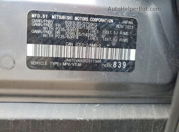 JA4T5VA90RZ611948 2024 MITSUBISHI OUTLANDER Угольный Вид подкапотного пространства