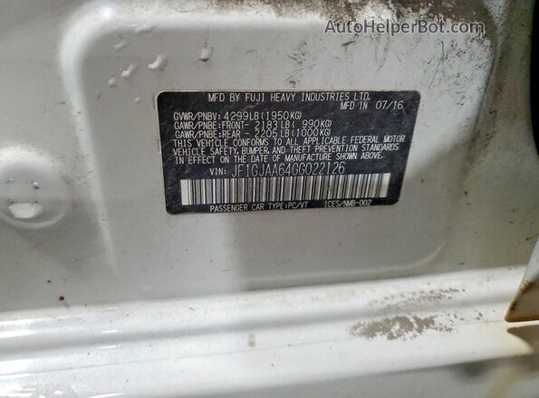 JF1GJAA64GG022126 2016 SUBARU IMPREZA White VIN sticker view