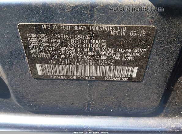 JF1GJAA65GH018564 2016 SUBARU IMPREZA Blue Вид підкапотного простору