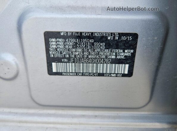 JF1GJAB64GH004282 2016 SUBARU IMPREZA Silver Engine compartment view