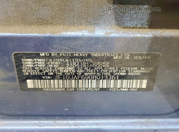JF1GJAF69GH013361 2016 SUBARU IMPREZA Blue Вид підкапотного простору
