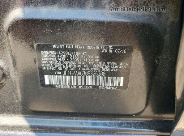 JF1GPAA63G9326308 2016 SUBARU IMPREZA Black Engine compartment view