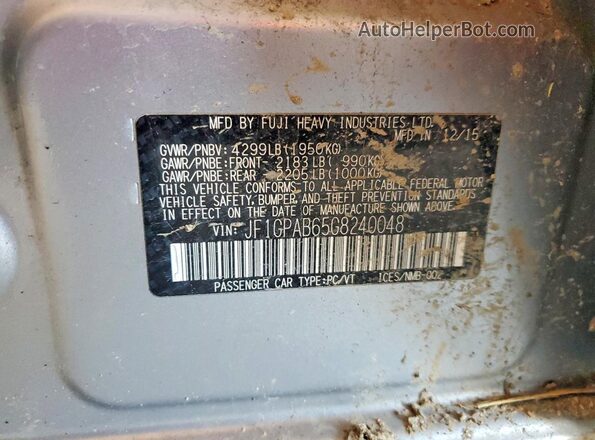 JF1GPAB65G8240048 2016 SUBARU IMPREZA Silver ძრავის განყოფილების ხედი