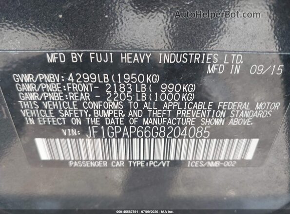 JF1GPAP66G8204085 2016 SUBARU IMPREZA Синий Вид подкапотного пространства
