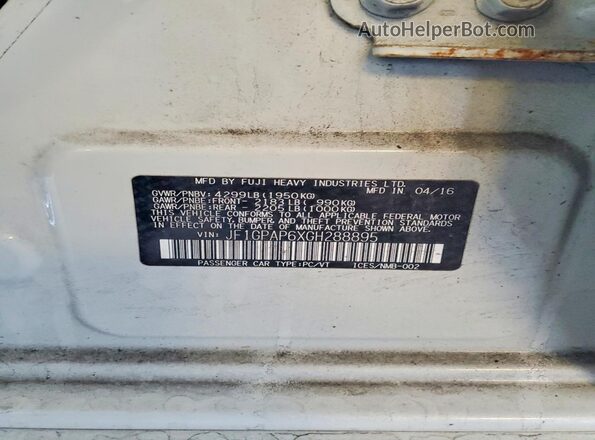 JF1GPAP6XGH288895 2016 SUBARU IMPREZA White Widok komory silnika